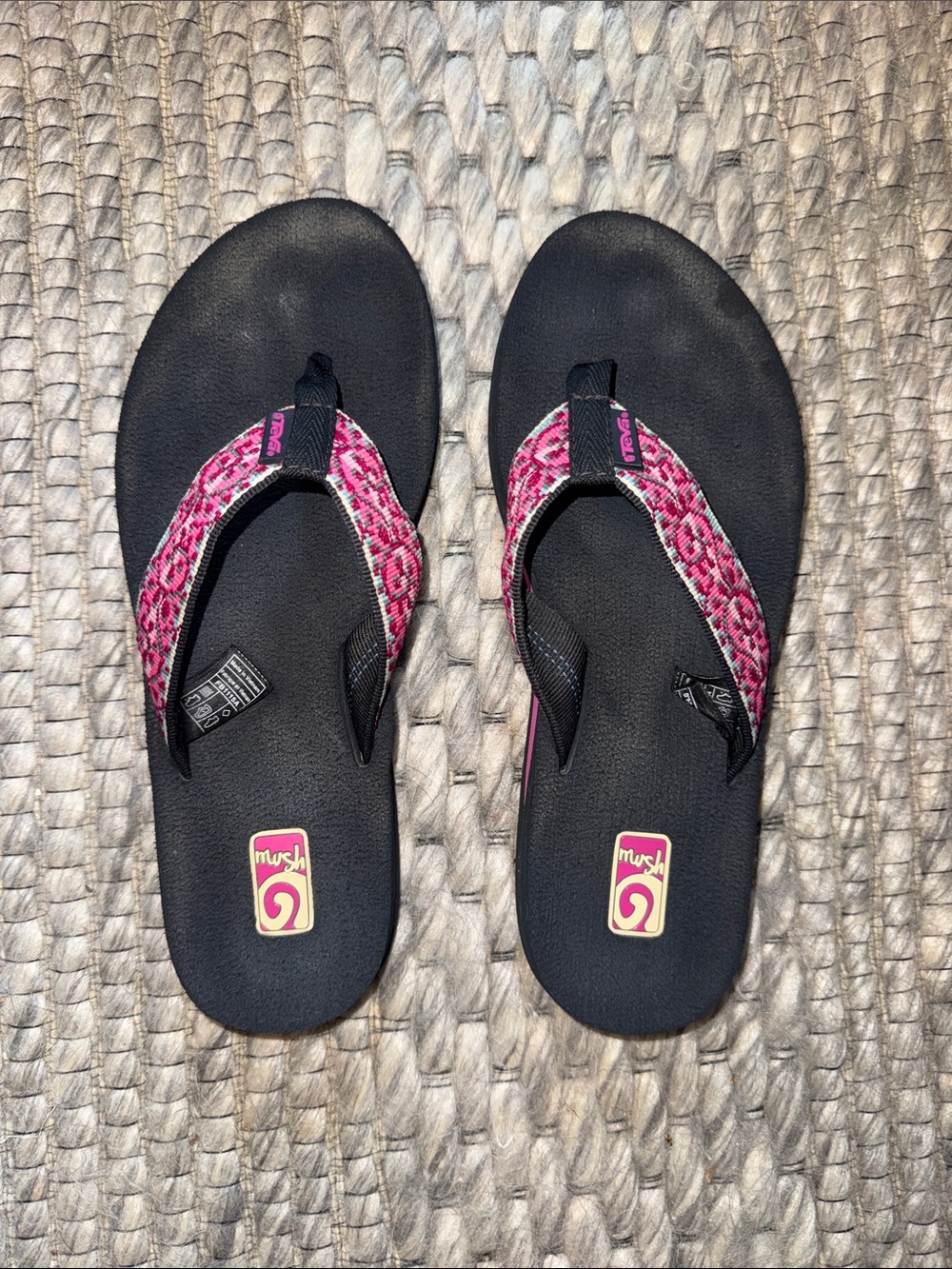 Teva Flip Flop Sandals with Pink Patterned Straps